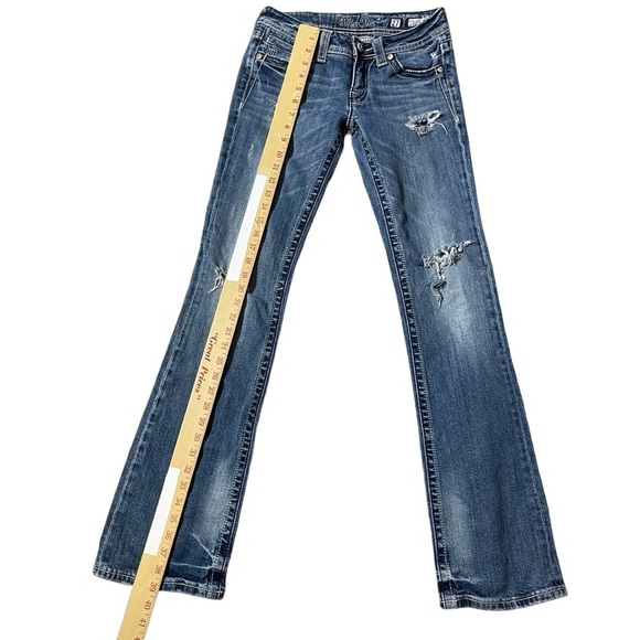 Miss Me women jeans Modelo style bootcut size 27 med Wash Distressed Blue Denim - Picture 3 of 14